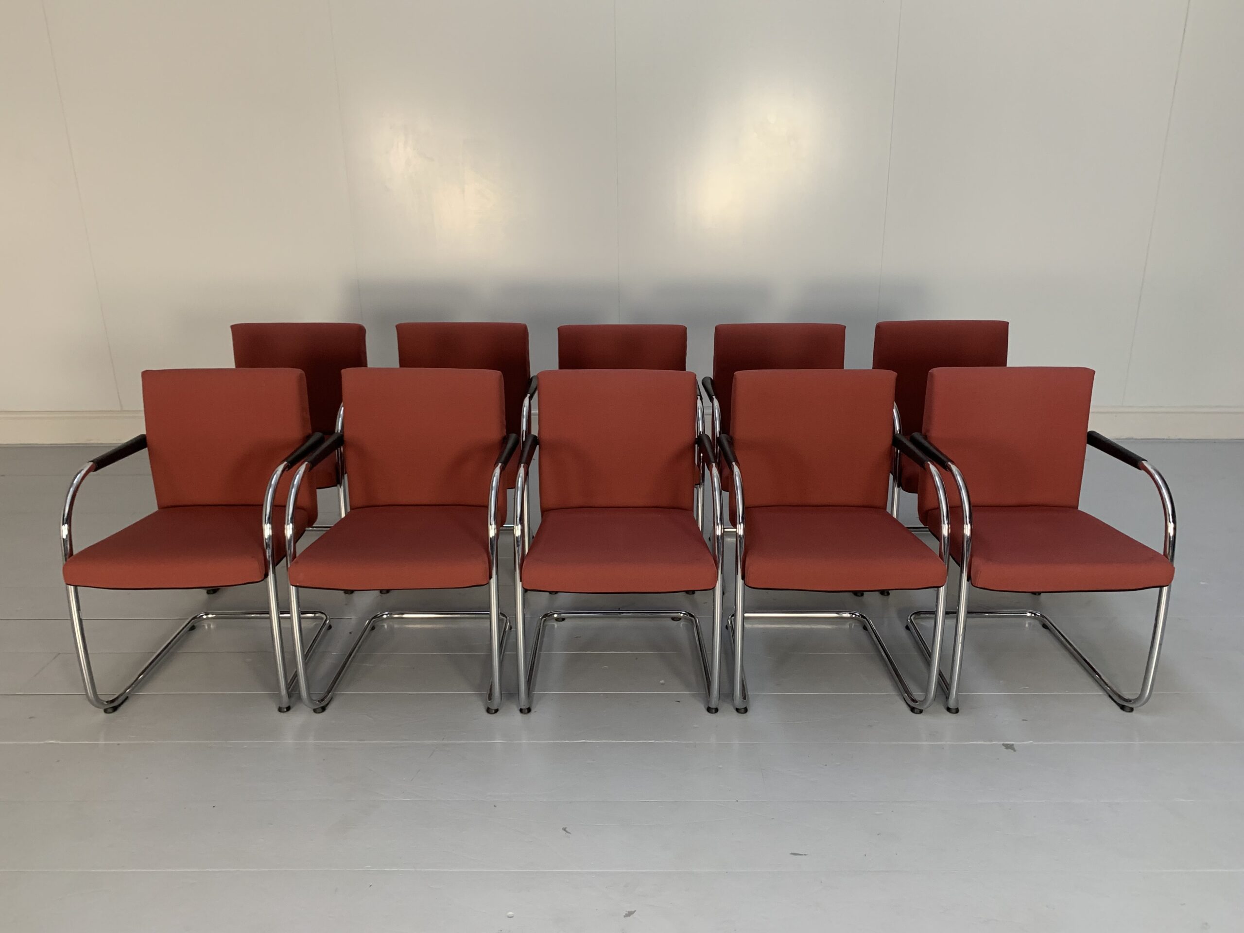 10 Vitra "Visasoft" Dining / Meeting Chairs - In Dark Red Fabric - Image 5