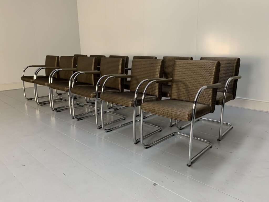 12 Vitra "Visasoft" Dining / Meeting Chairs - In Gold Fabric & Leather