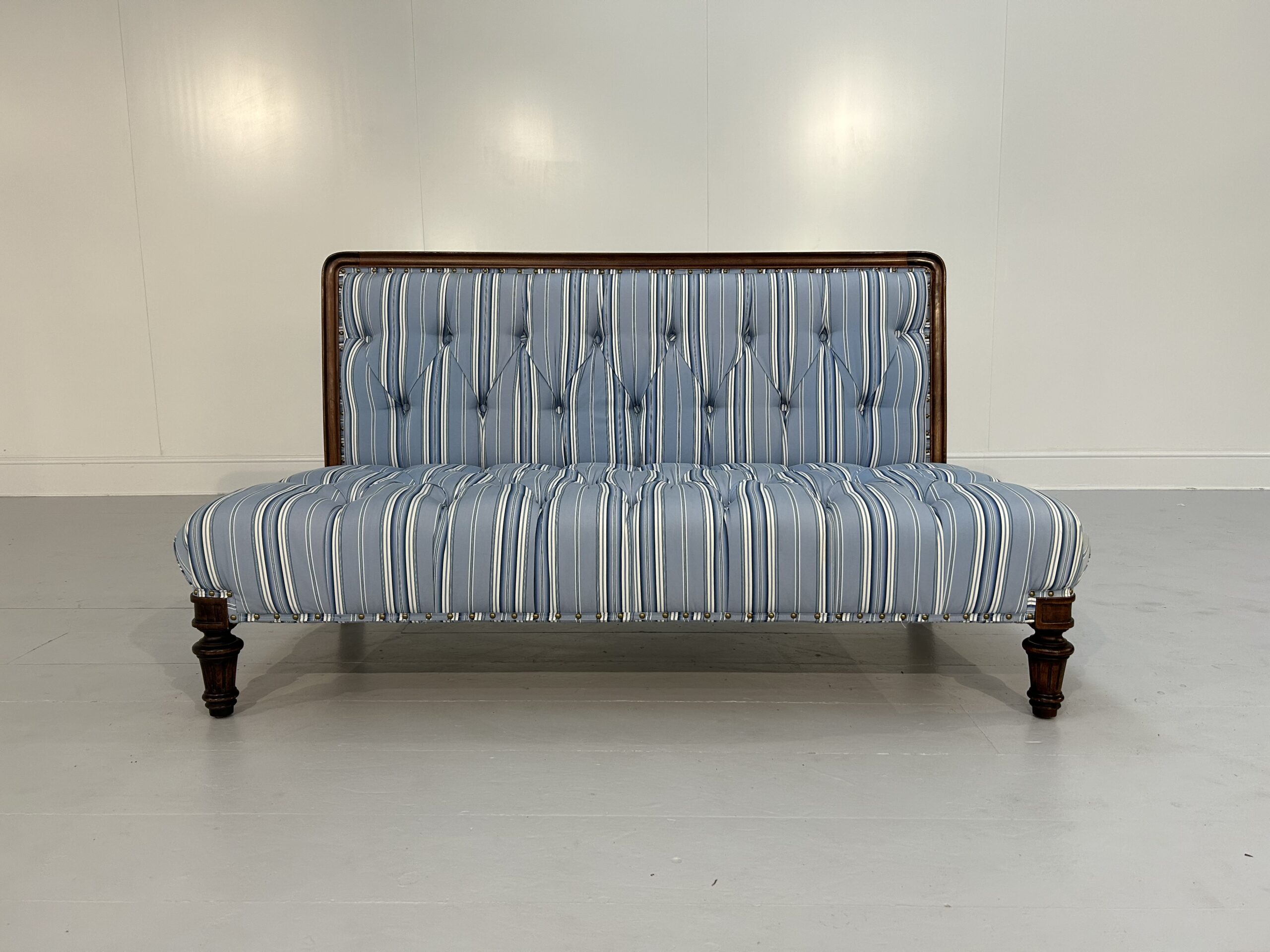 Ralph Lauren "Clivedon" Tufted Sofa - In Blue Stripe Fabric