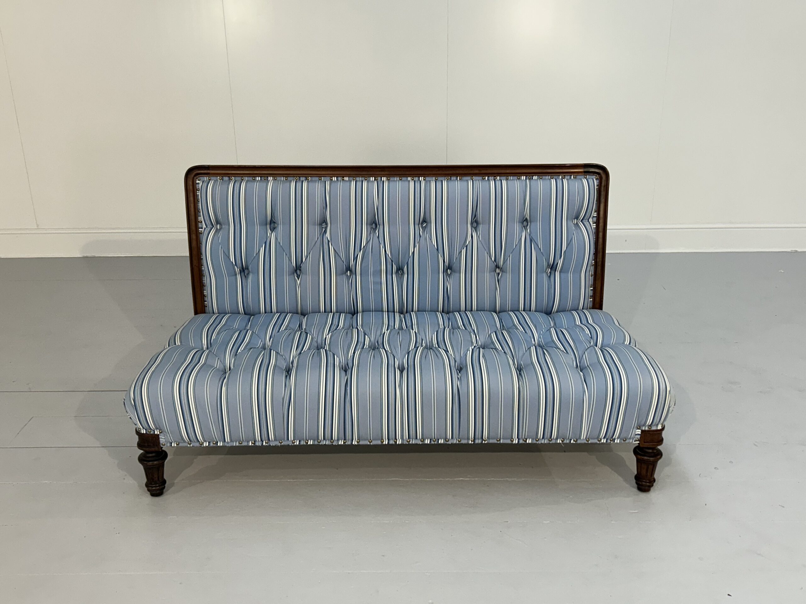 Ralph Lauren "Clivedon" Tufted Sofa - In Blue Stripe Fabric - Image 7