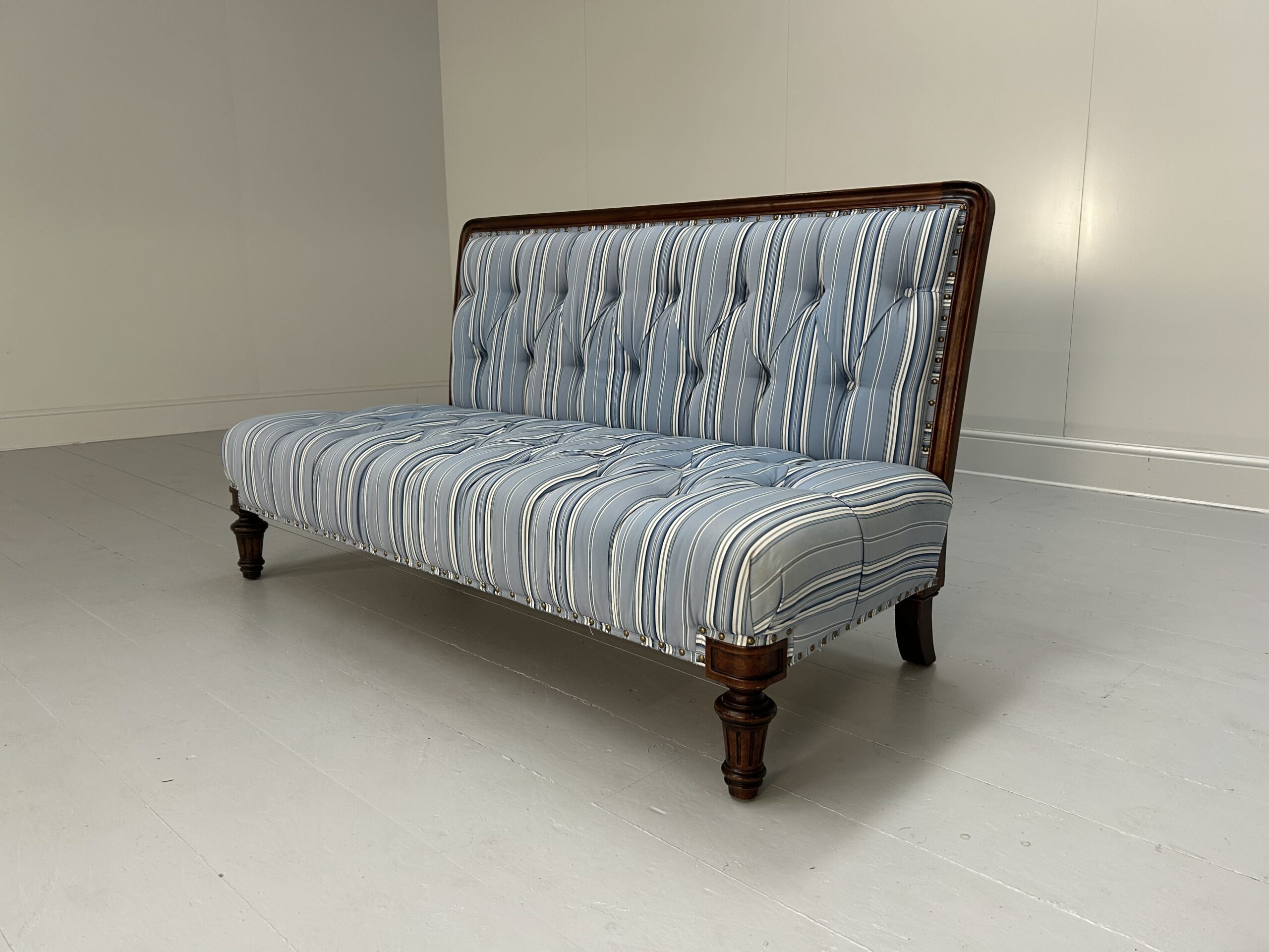 Ralph Lauren "Clivedon" Tufted Sofa - In Blue Stripe Fabric - Image 6