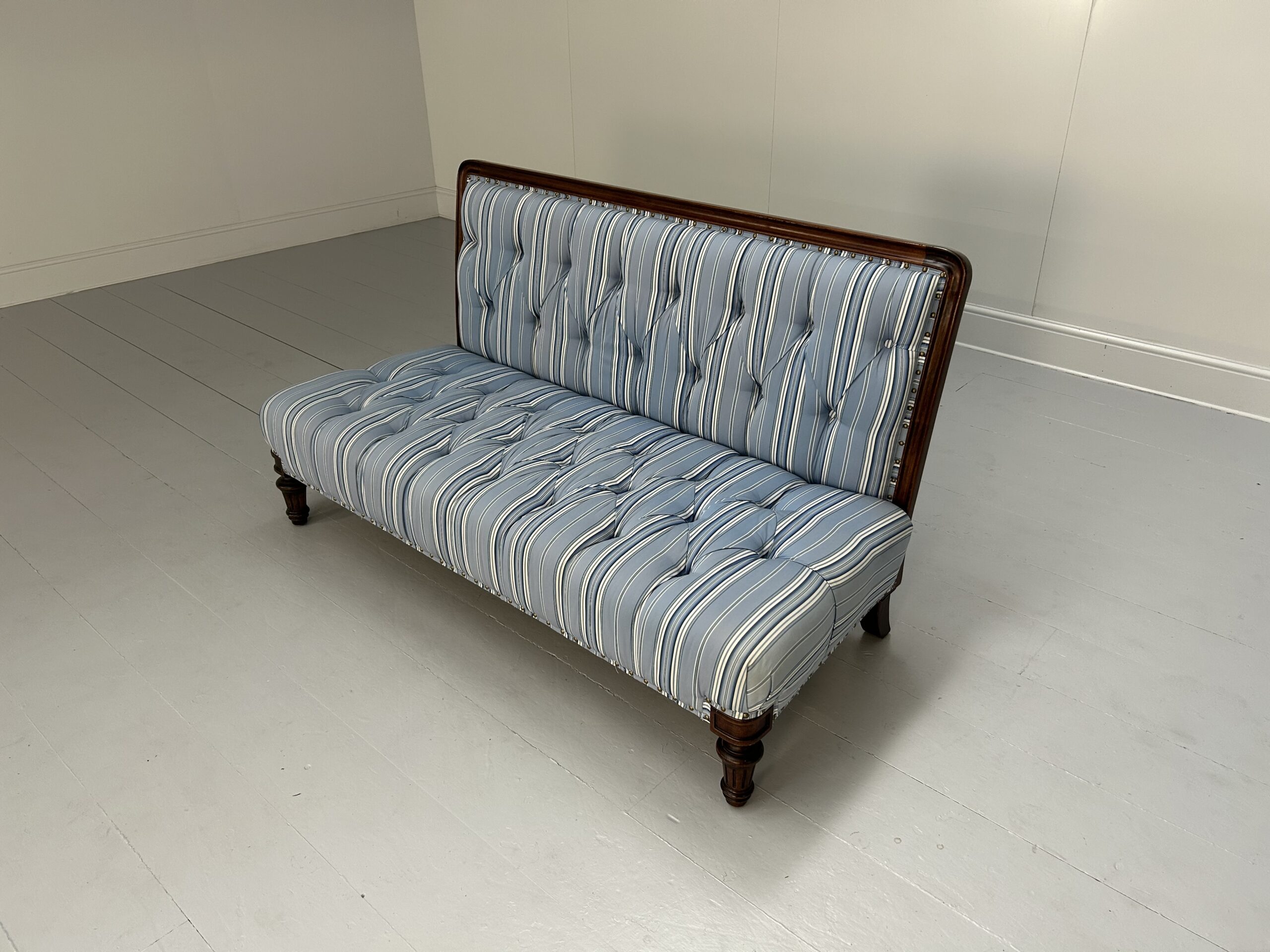 Ralph Lauren "Clivedon" Tufted Sofa - In Blue Stripe Fabric - Image 10