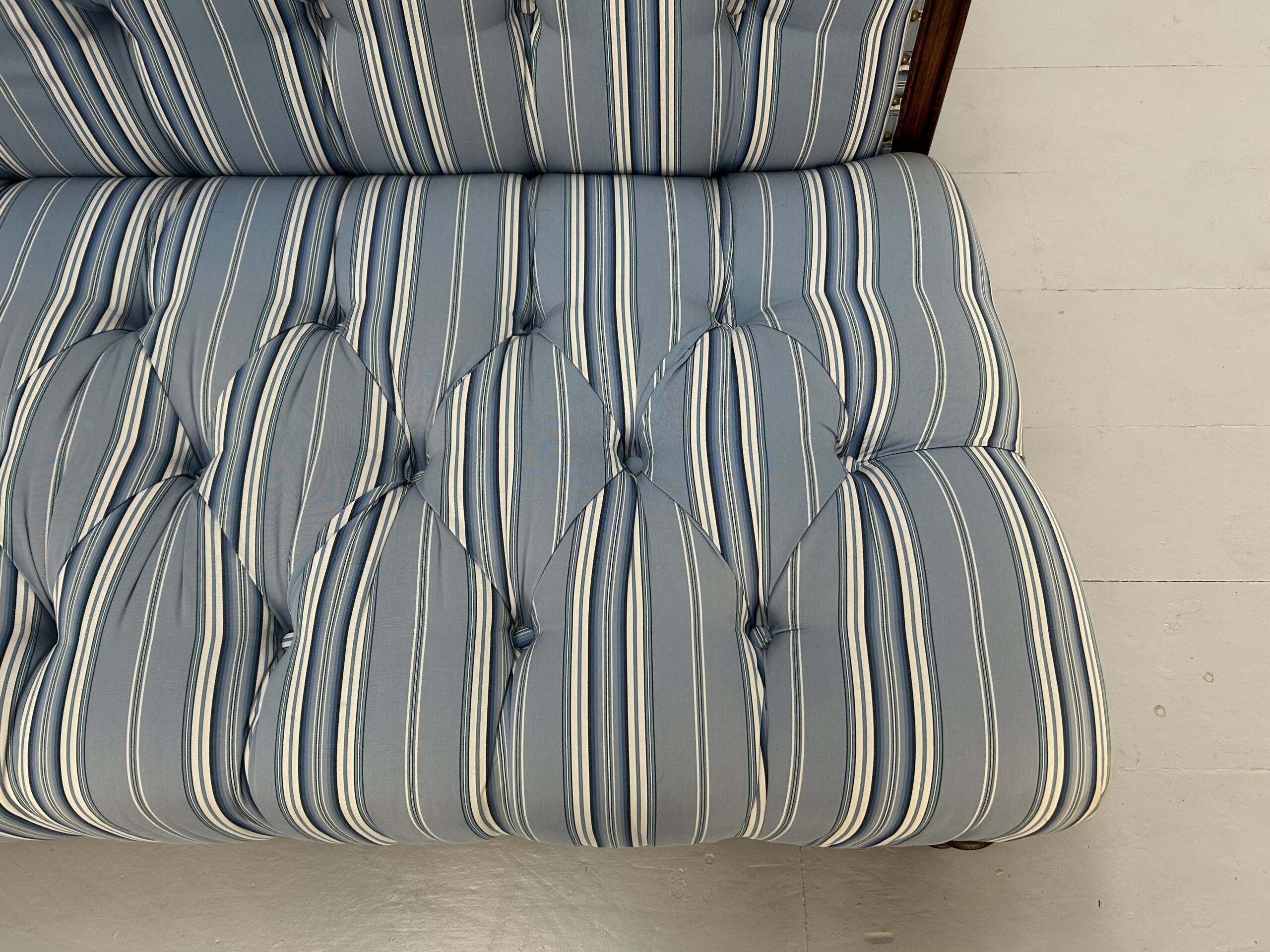 Ralph Lauren "Clivedon" Tufted Sofa - In Blue Stripe Fabric - Image 13