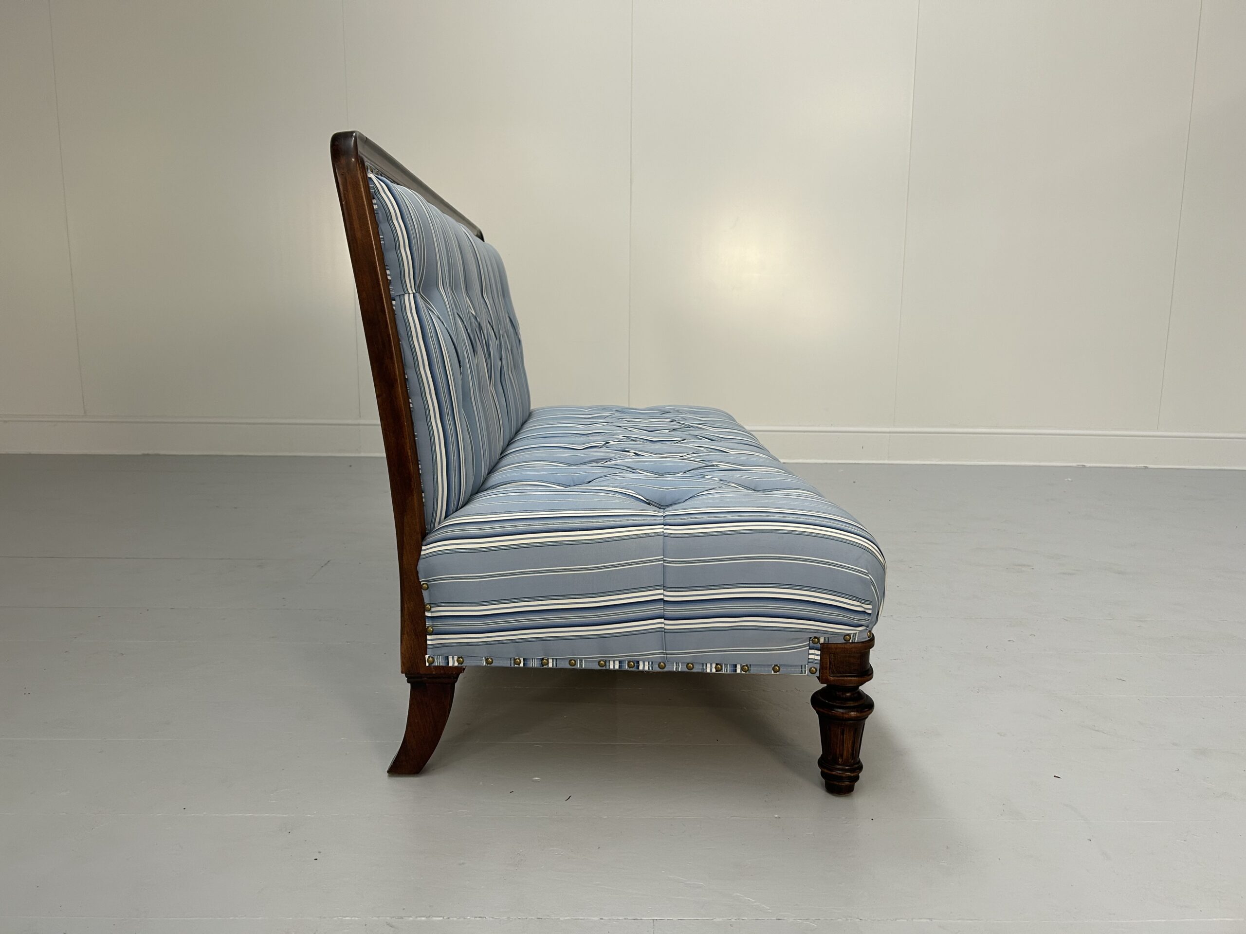 Ralph Lauren "Clivedon" Tufted Sofa - In Blue Stripe Fabric - Image 4