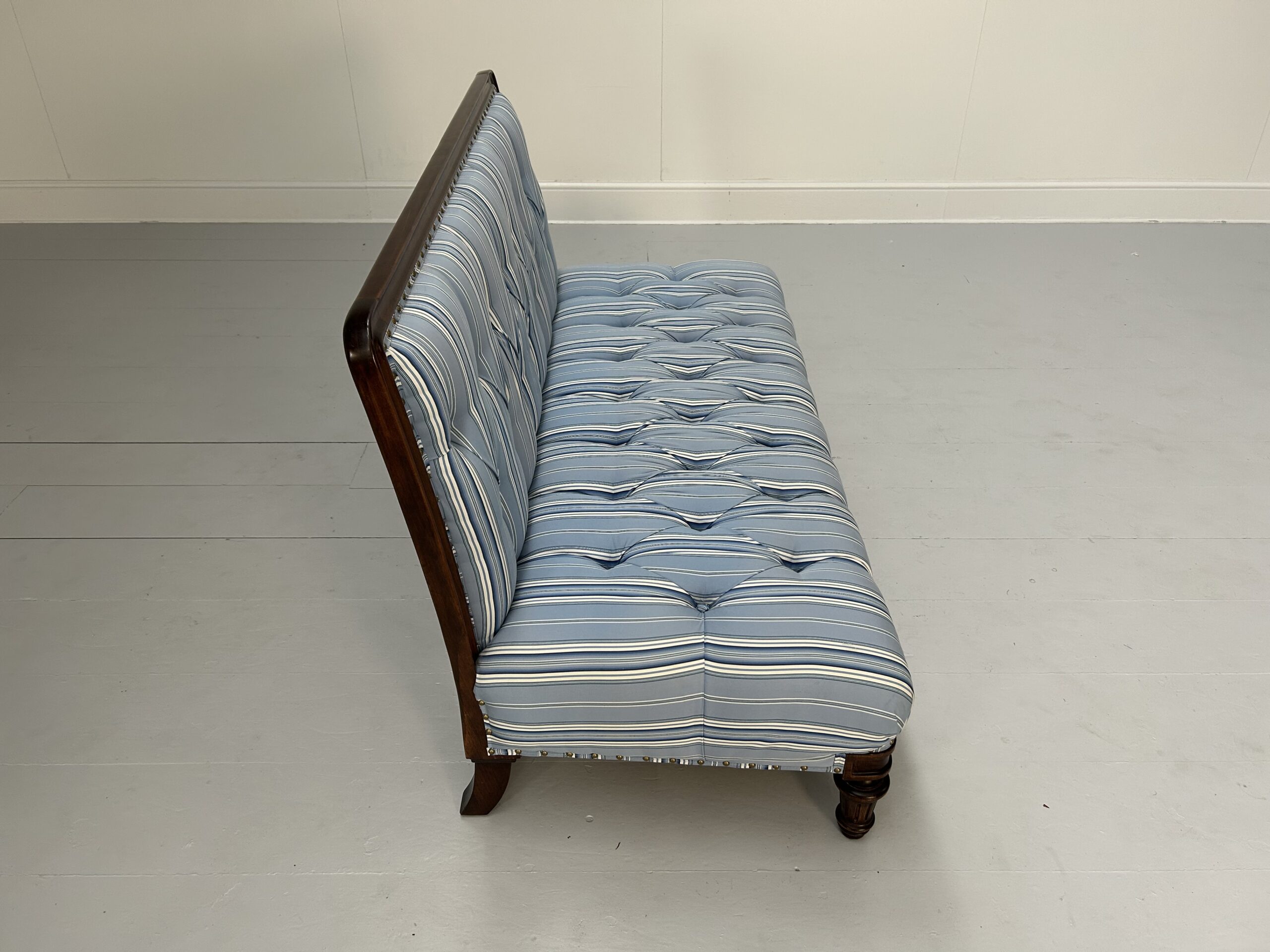 Ralph Lauren "Clivedon" Tufted Sofa - In Blue Stripe Fabric - Image 8