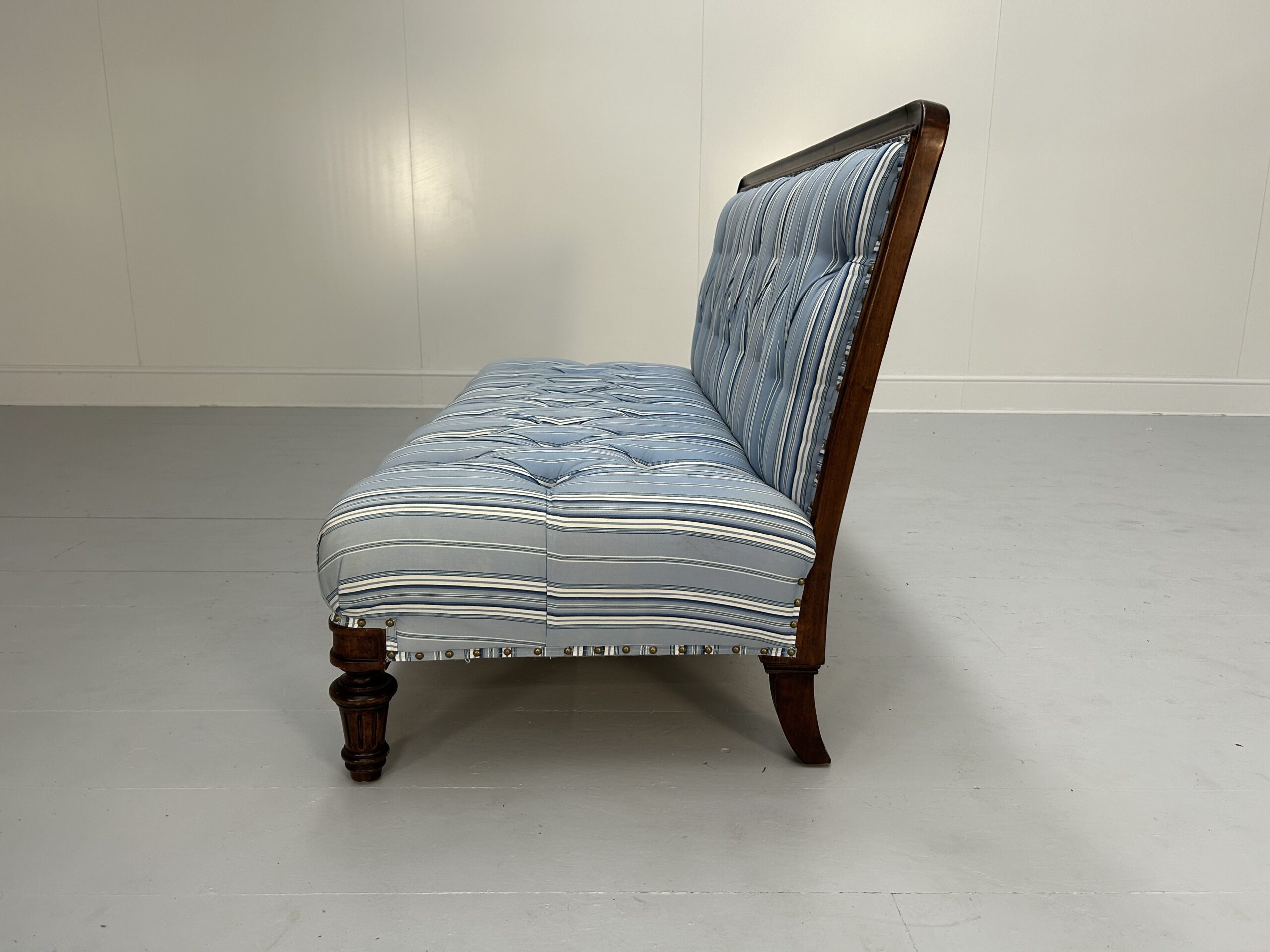Ralph Lauren "Clivedon" Tufted Sofa - In Blue Stripe Fabric - Image 5