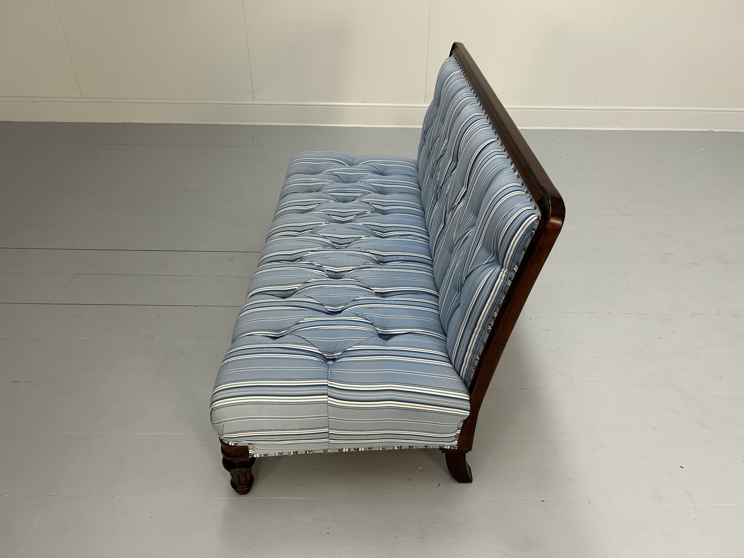 Ralph Lauren "Clivedon" Tufted Sofa - In Blue Stripe Fabric - Image 9
