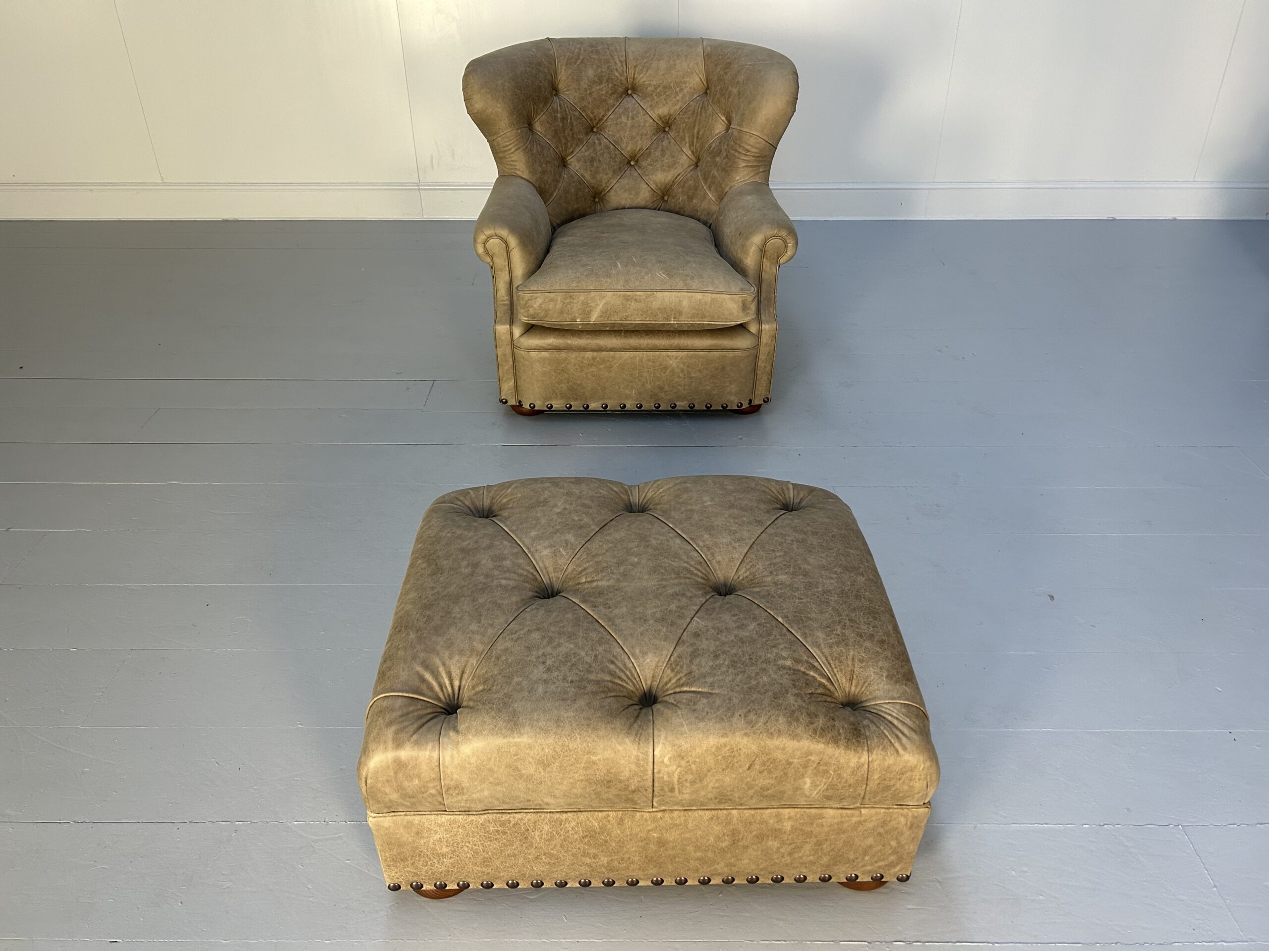 Ralph Lauren "Writers" Inspired Armchair & Ottoman - In Vintaged Walnut Leather - Image 3
