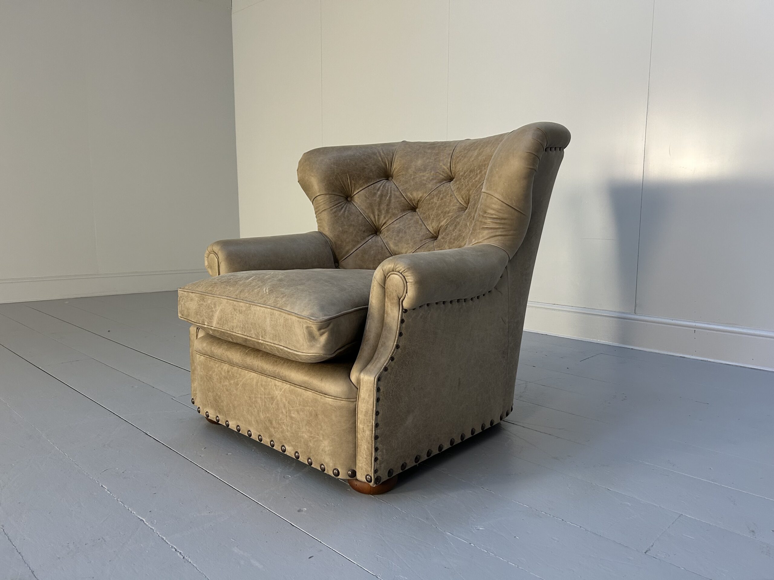 Pair of Ralph Lauren "Writers" Inspired Armchairs & Ottomans - In Vintaged Walnut Leather - Image 8