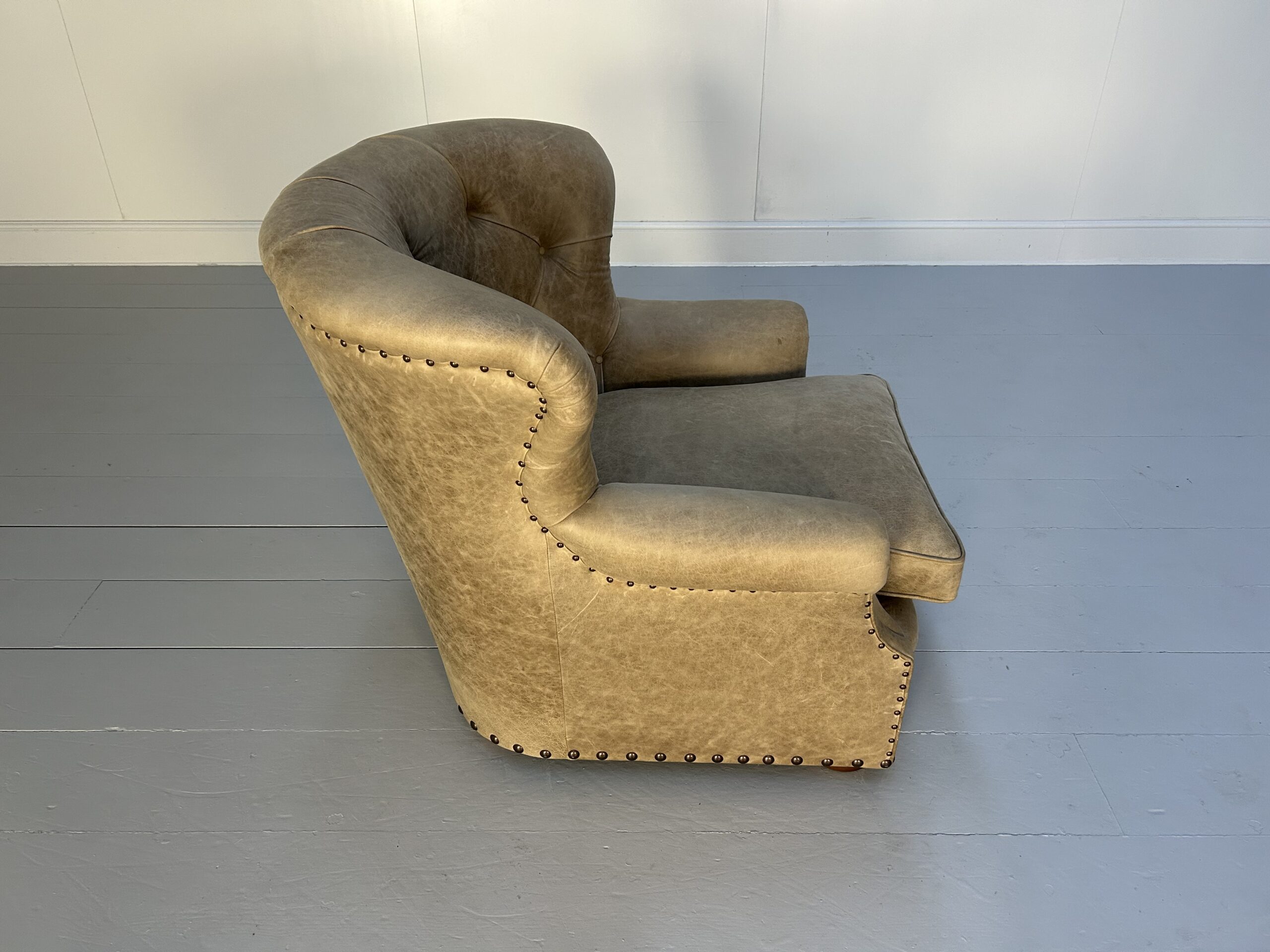Pair of Ralph Lauren "Writers" Inspired Armchairs & Ottomans - In Vintaged Walnut Leather - Image 14