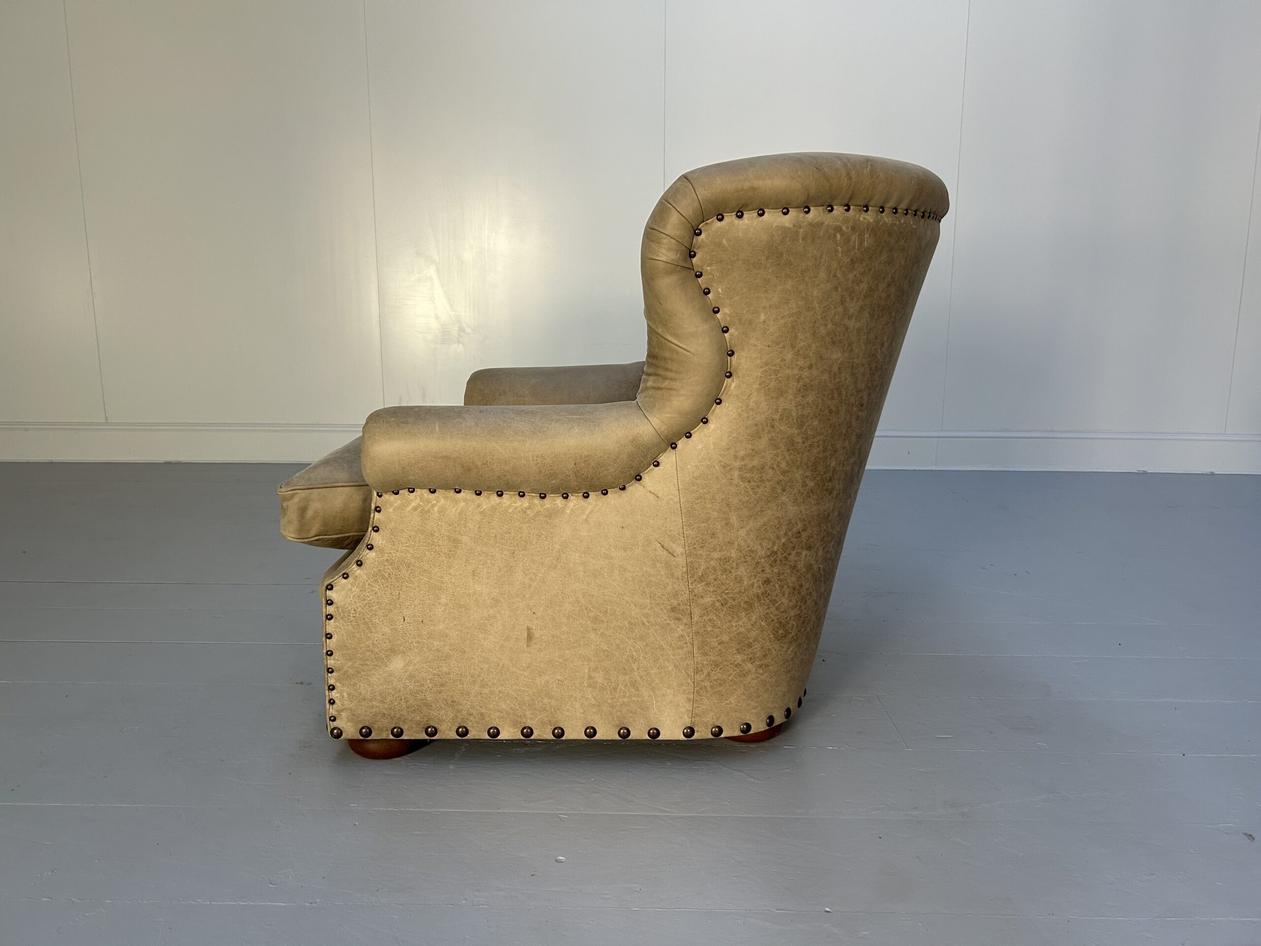 Pair of Ralph Lauren "Writers" Inspired Armchairs & Ottomans - In Vintaged Walnut Leather - Image 12