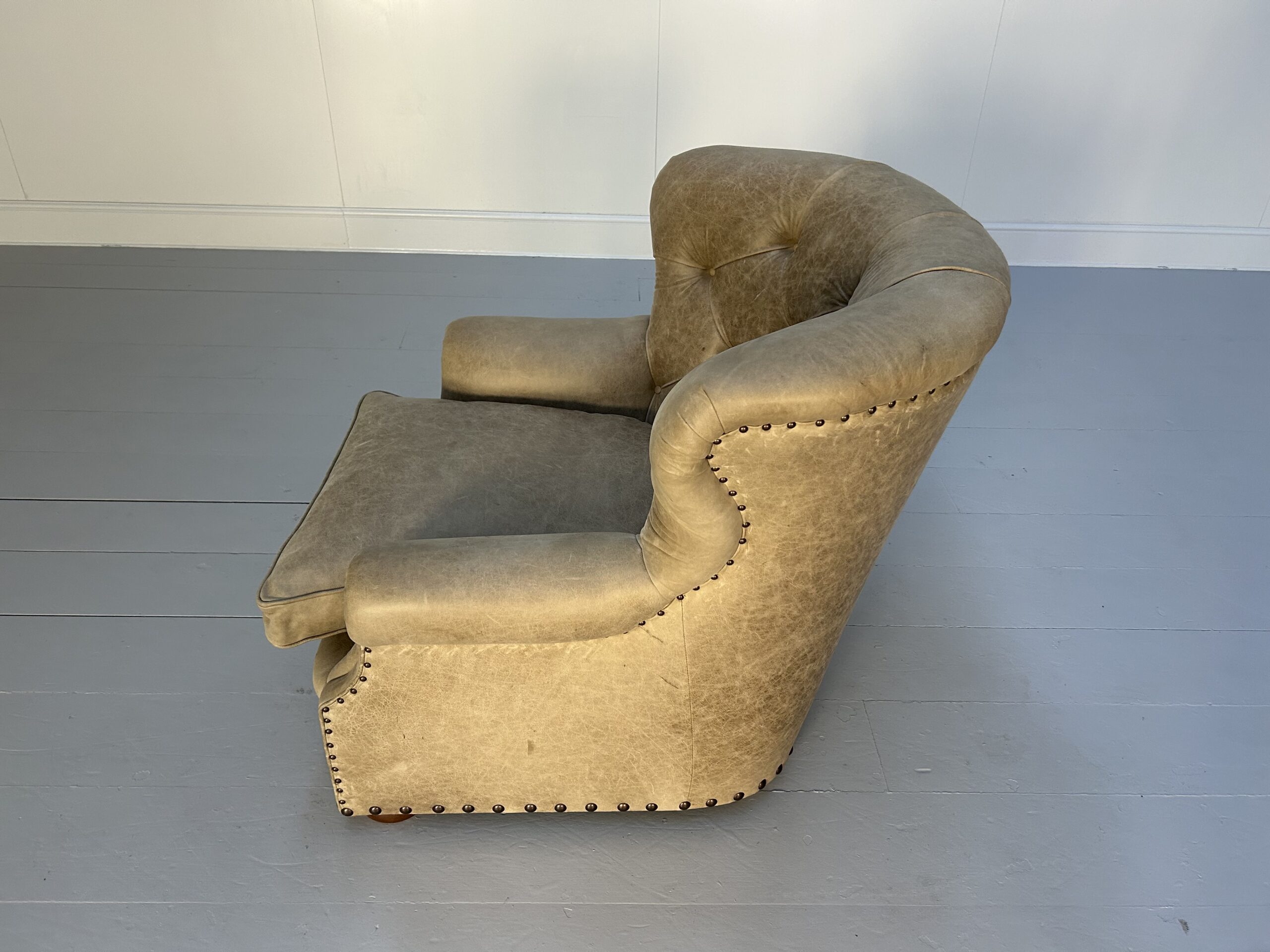 Pair of Ralph Lauren "Writers" Inspired Armchairs & Ottomans - In Vintaged Walnut Leather - Image 15