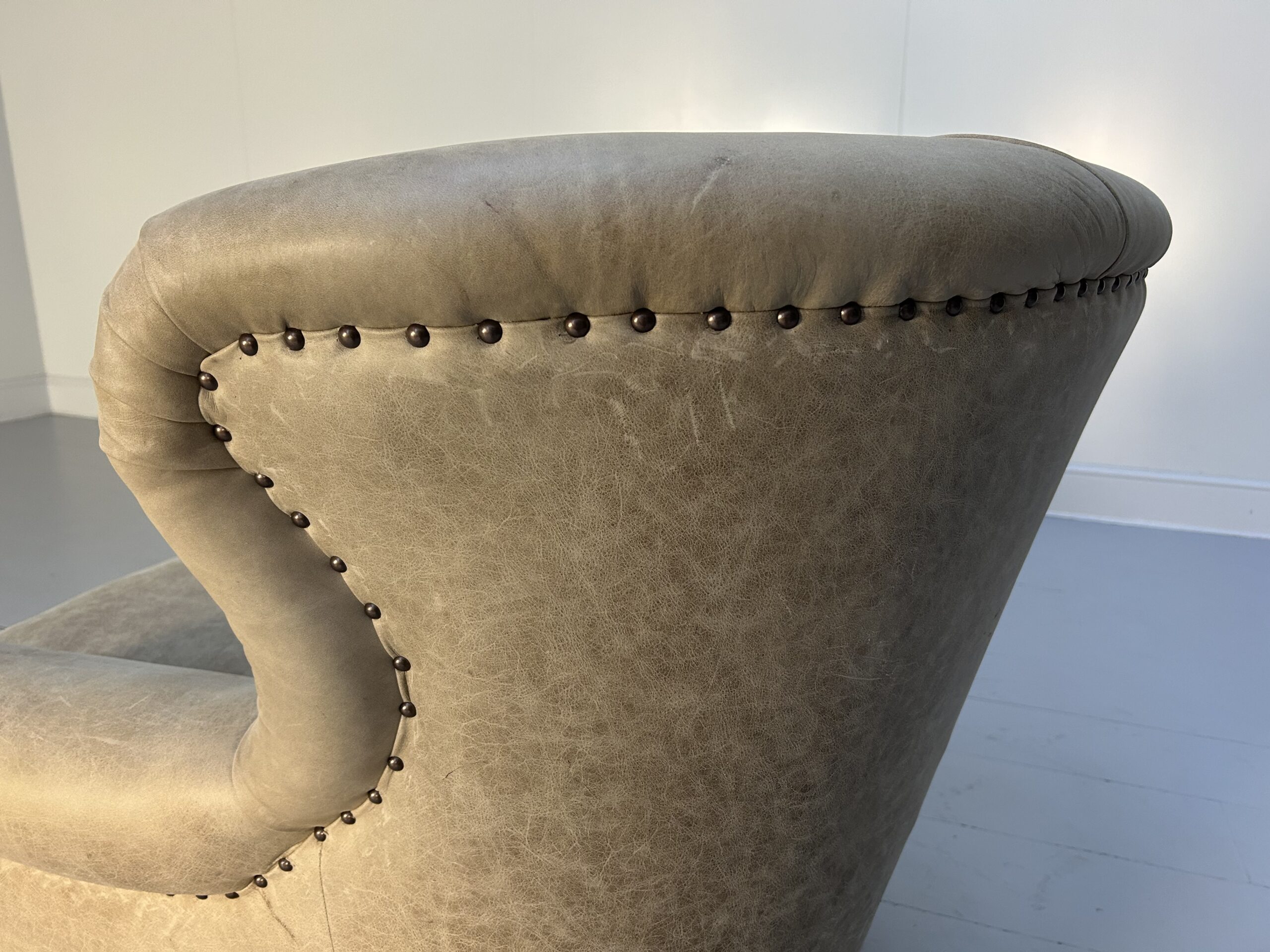 Pair of Ralph Lauren "Writers" Inspired Armchairs & Ottomans - In Vintaged Walnut Leather - Image 19