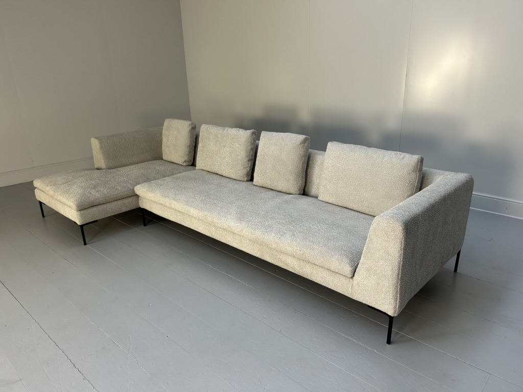 B&B Italia "Charles" L-Shape Sofa - In Pale Grey Boucle - Image 3