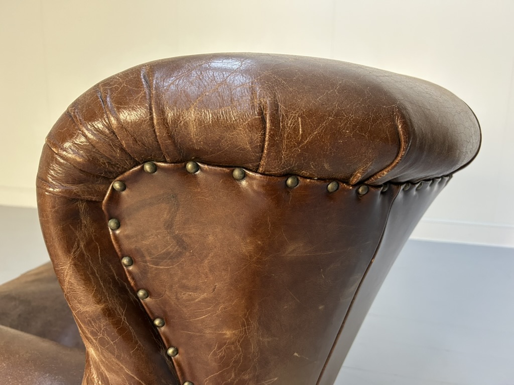 Ralph Lauren "Writers" Armchair & Ottoman - In Vintage Brown Leather - Image 15