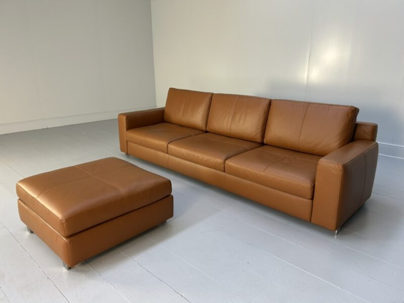 Poltrona Frau "Massimosistema" 4-Seat Sofa & Ottoman - In Tan Brown Saddle Leather - RRP £14,000
