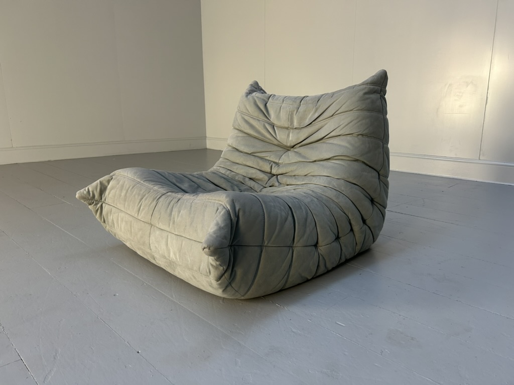 Ligne Roset "Togo" Fireside Chair - In Light Grey Alcantara - Image 6
