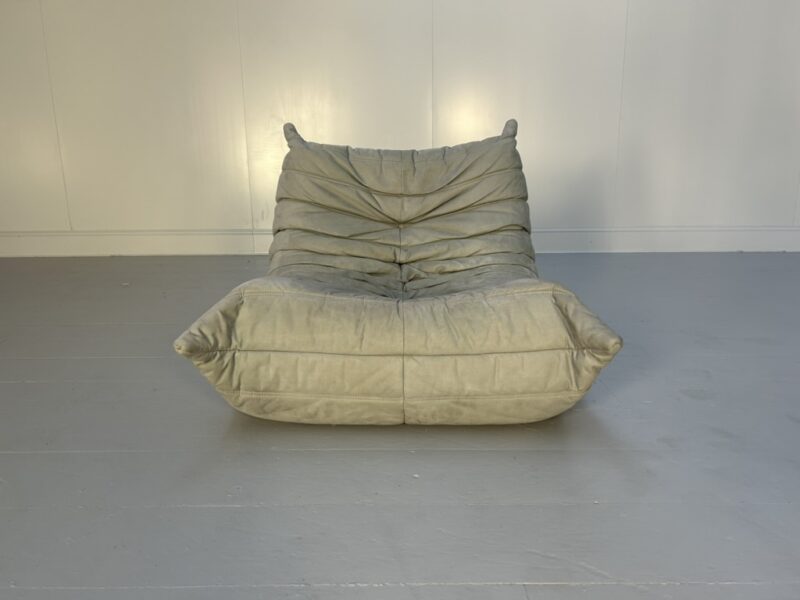 Ligne Roset "Togo" Fireside Chair - In Light Grey Alcantara