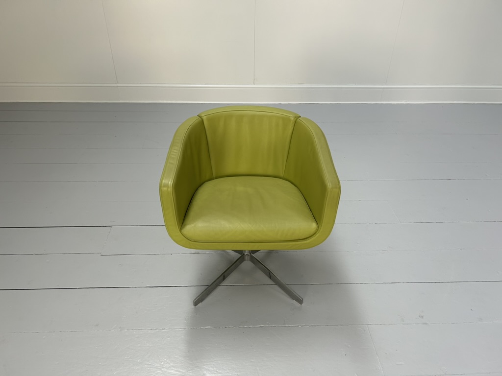 Pair of B&B Italia "Tulip Sixty" Armchairs - In Lime Green "Gamma" Leather - Image 9