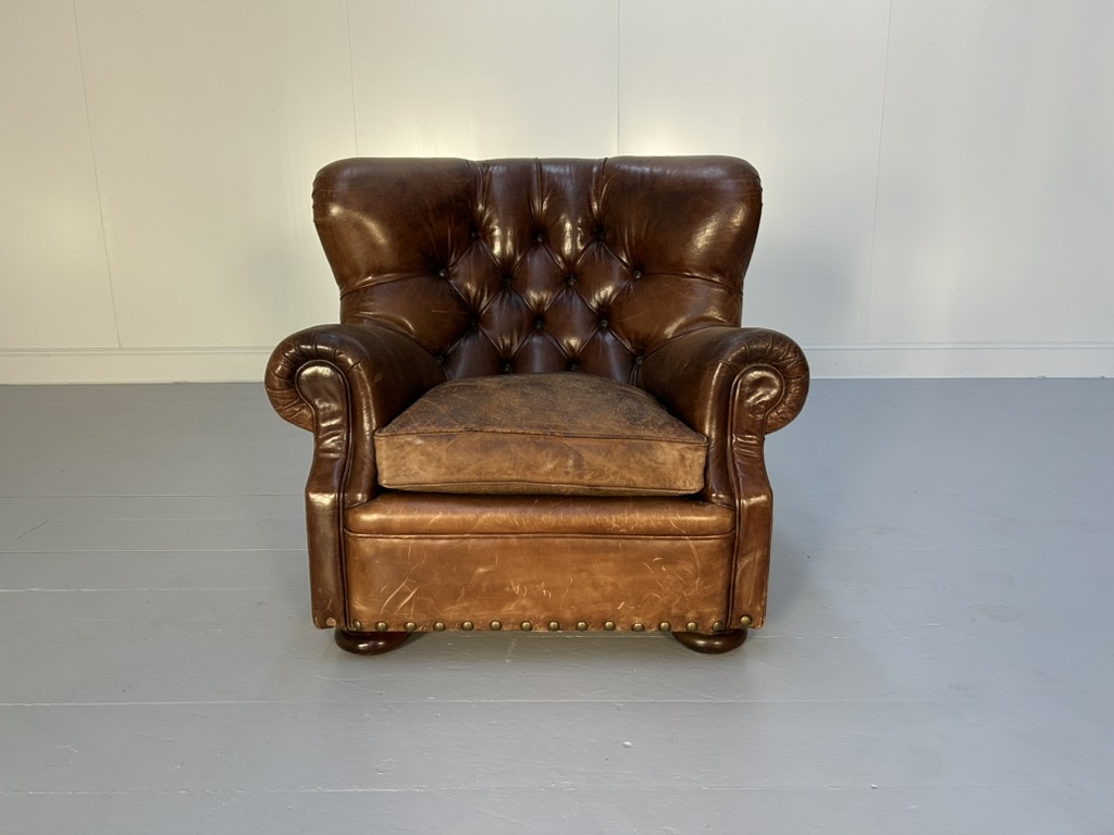 Ralph Lauren "Writers" Armchair & Ottoman - In Vintage Brown Leather - Image 6