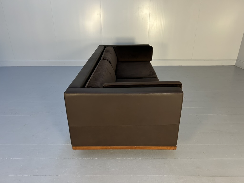 David Linley "Lizard" 2 Sofa & Low Table Suite - In Brown Leather, Velvet & Walnut - Image 13