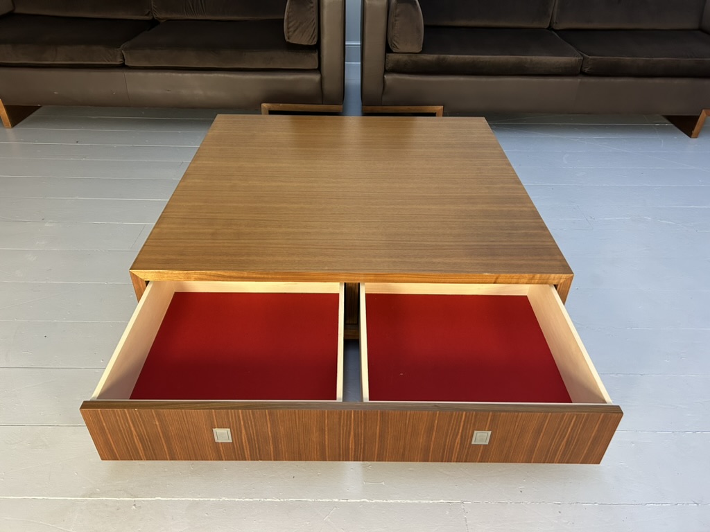 David Linley "Lizard" 2 Sofa & Low Table Suite - In Brown Leather, Velvet & Walnut - Image 18