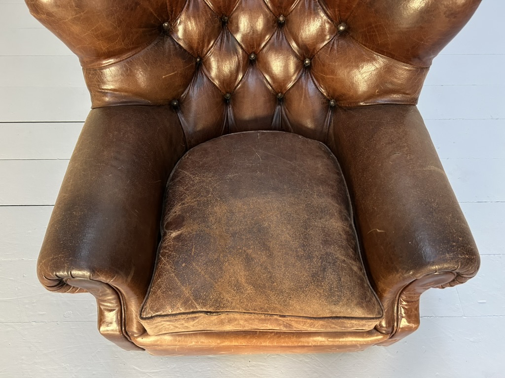 Ralph Lauren "Writers" Armchair & Ottoman - In Vintage Brown Leather - Image 14