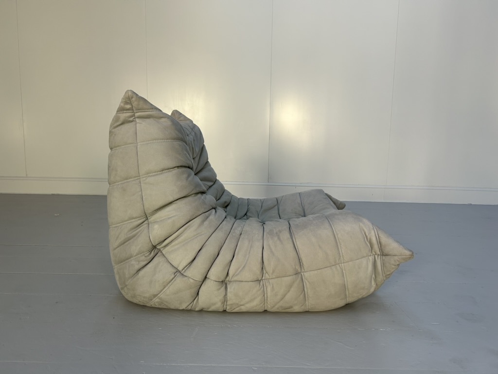 Ligne Roset "Togo" Fireside Chair - In Light Grey Alcantara - Image 4