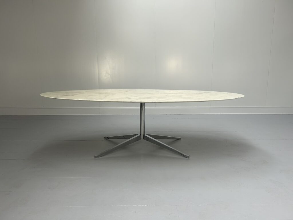 Knoll Studio "Florence Knoll 96" Oval Desk Dining Table - In "Carrara" Marble