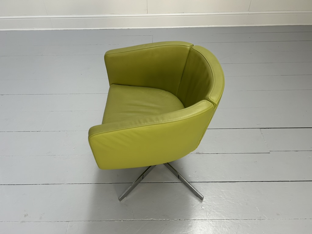 Pair of B&B Italia "Tulip Sixty" Armchairs - In Lime Green "Gamma" Leather - Image 11