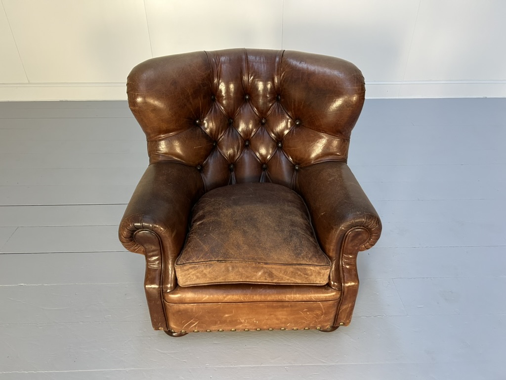 Ralph Lauren "Writers" Armchair & Ottoman - In Vintage Brown Leather - Image 10