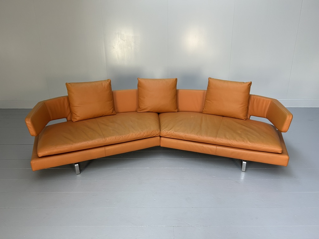 B&B Italia "Arne" 4-Seat Curved Sofa - In Orange "Gamma" Leather - Image 4
