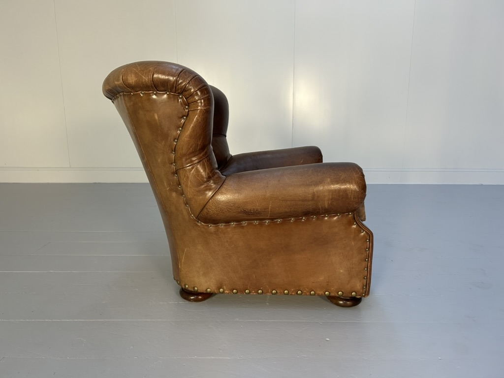 Ralph Lauren "Writers" Armchair & Ottoman - In Vintage Brown Leather - Image 8