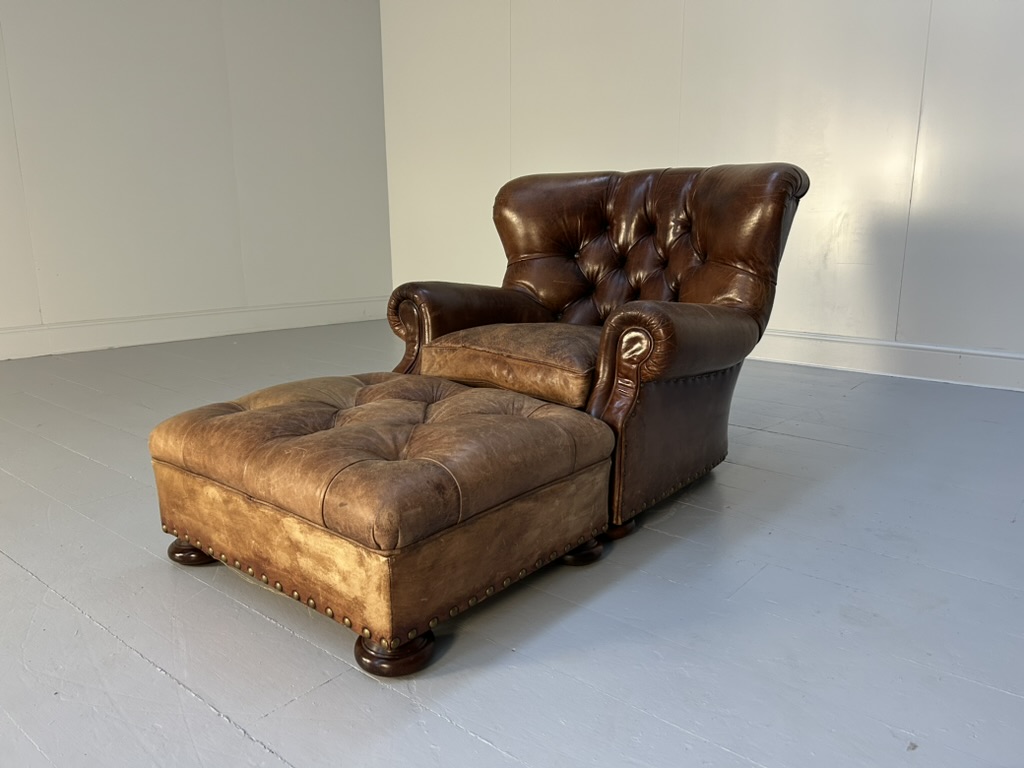 Ralph Lauren "Writers" Armchair & Ottoman - In Vintage Brown Leather - Image 3