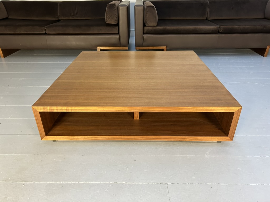 David Linley "Lizard" 2 Sofa & Low Table Suite - In Brown Leather, Velvet & Walnut - Image 19