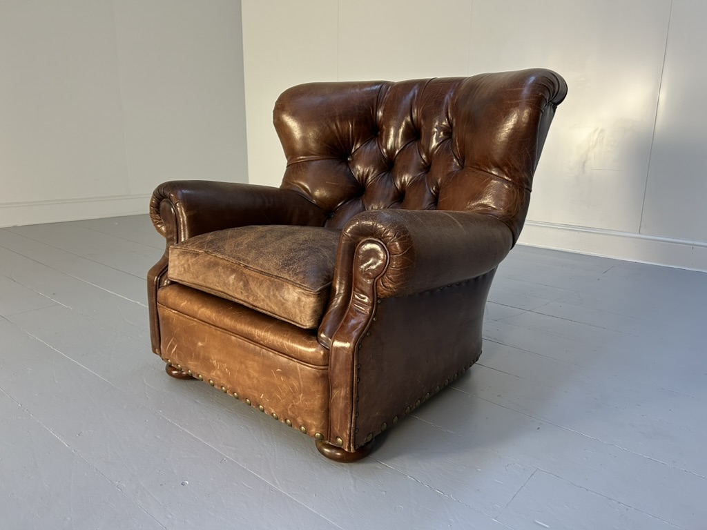Ralph Lauren "Writers" Armchair & Ottoman - In Vintage Brown Leather - Image 5