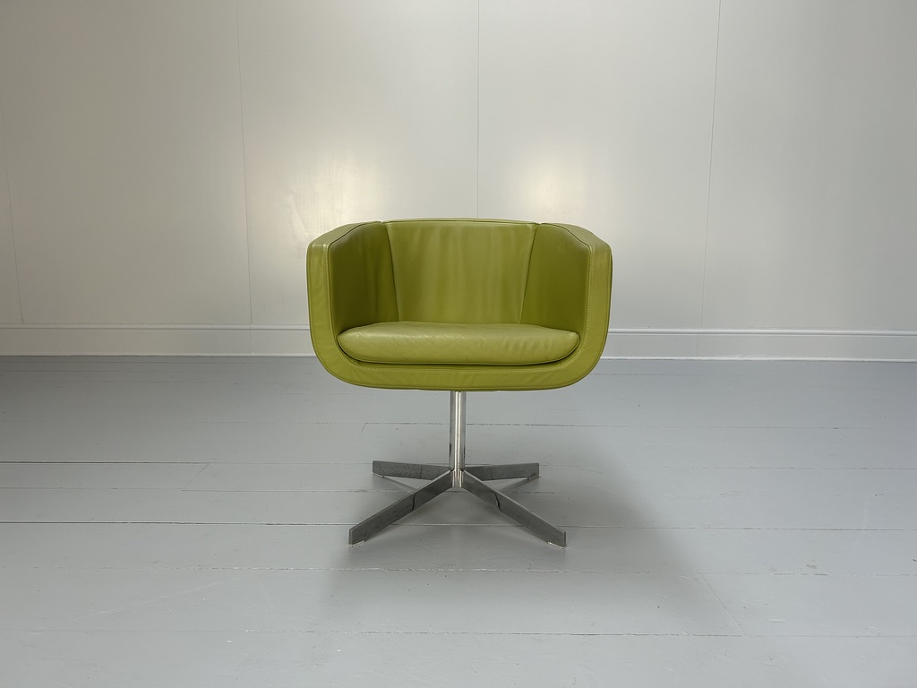 Pair of B&B Italia "Tulip Sixty" Armchairs - In Lime Green "Gamma" Leather - Image 5