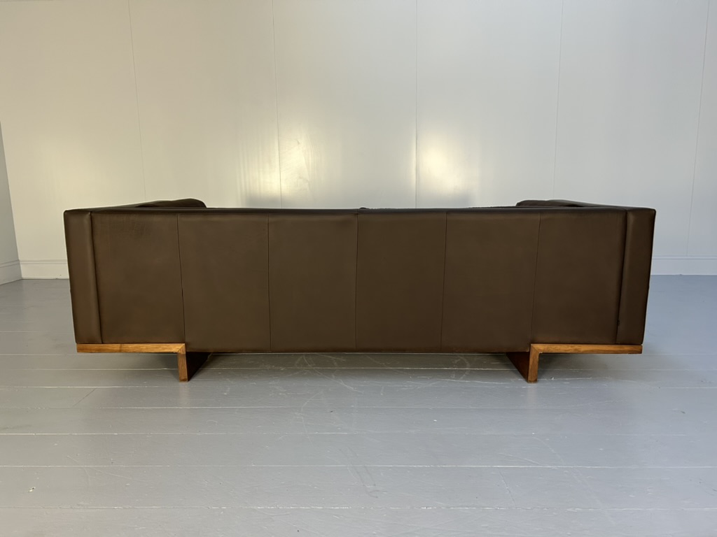 David Linley "Lizard" 2 Sofa & Low Table Suite - In Brown Leather, Velvet & Walnut - Image 8