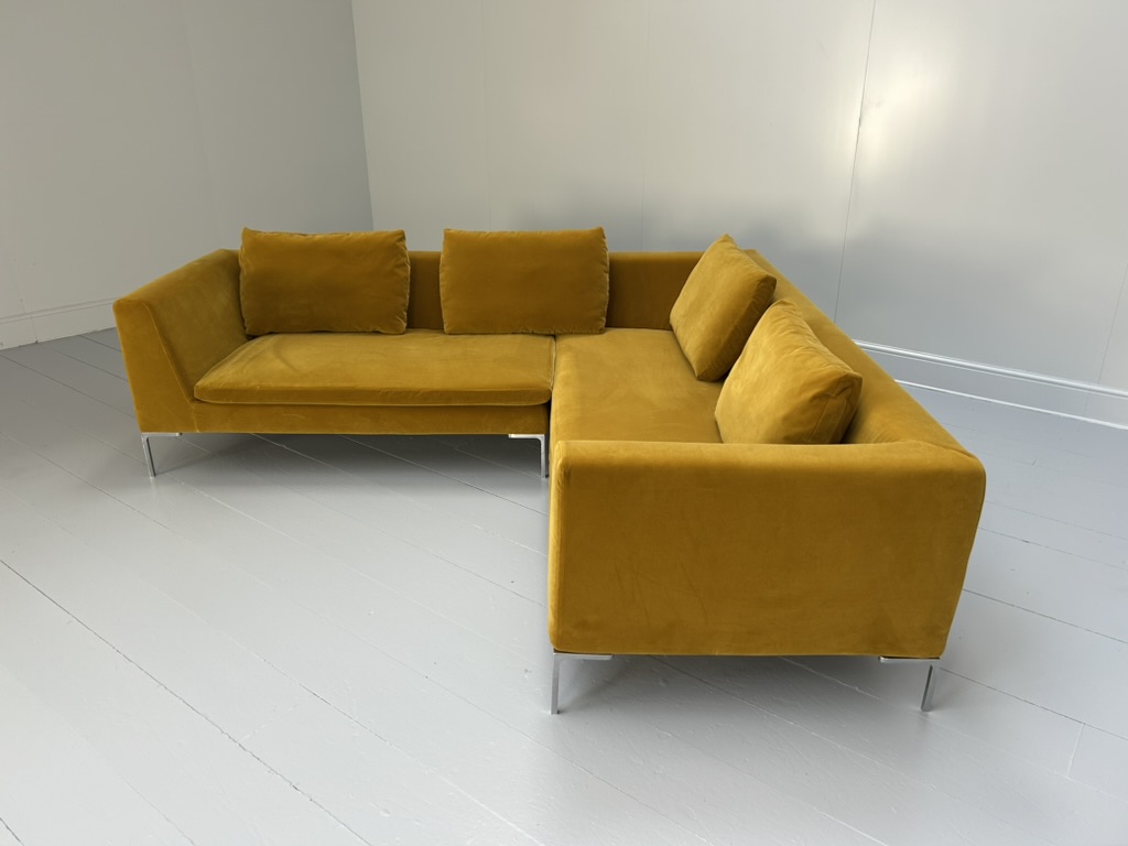 B&B Italia "Charles" L-Shape Sofa - In Mustard Yellow Velvet - RRP £12,000 - Image 4