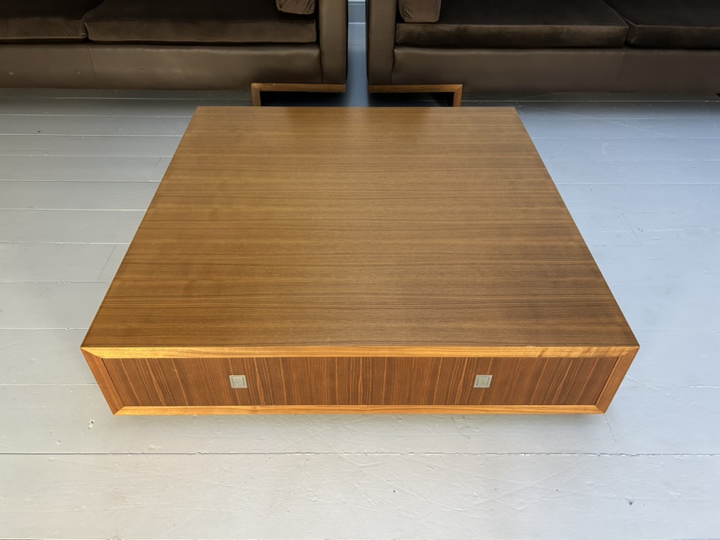 David Linley "Lizard" 2 Sofa & Low Table Suite - In Brown Leather, Velvet & Walnut - Image 17
