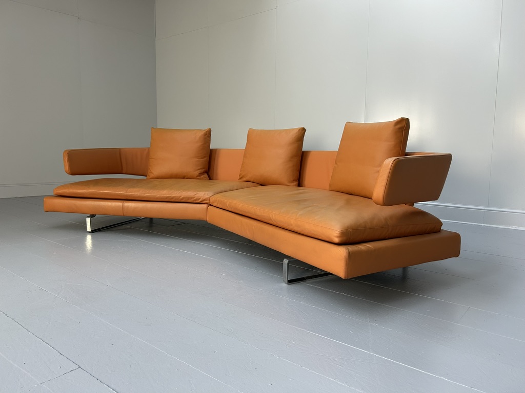 B&B Italia "Arne" 4-Seat Curved Sofa - In Orange "Gamma" Leather - Image 3