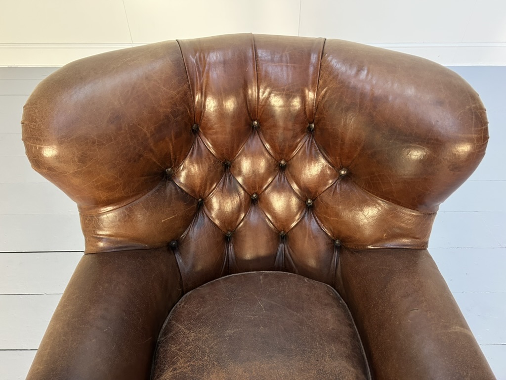 Ralph Lauren "Writers" Armchair & Ottoman - In Vintage Brown Leather - Image 13