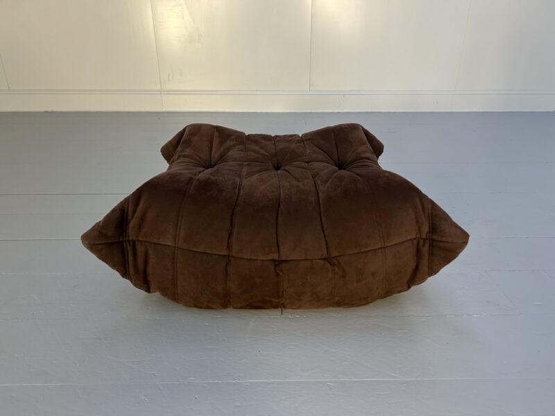 Ligne Roset "Togo" Footstool Ottoman - In Brown Alcantara