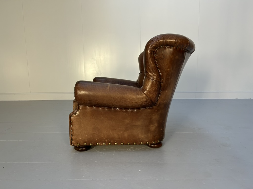 Ralph Lauren "Writers" Armchair & Ottoman - In Vintage Brown Leather - Image 9