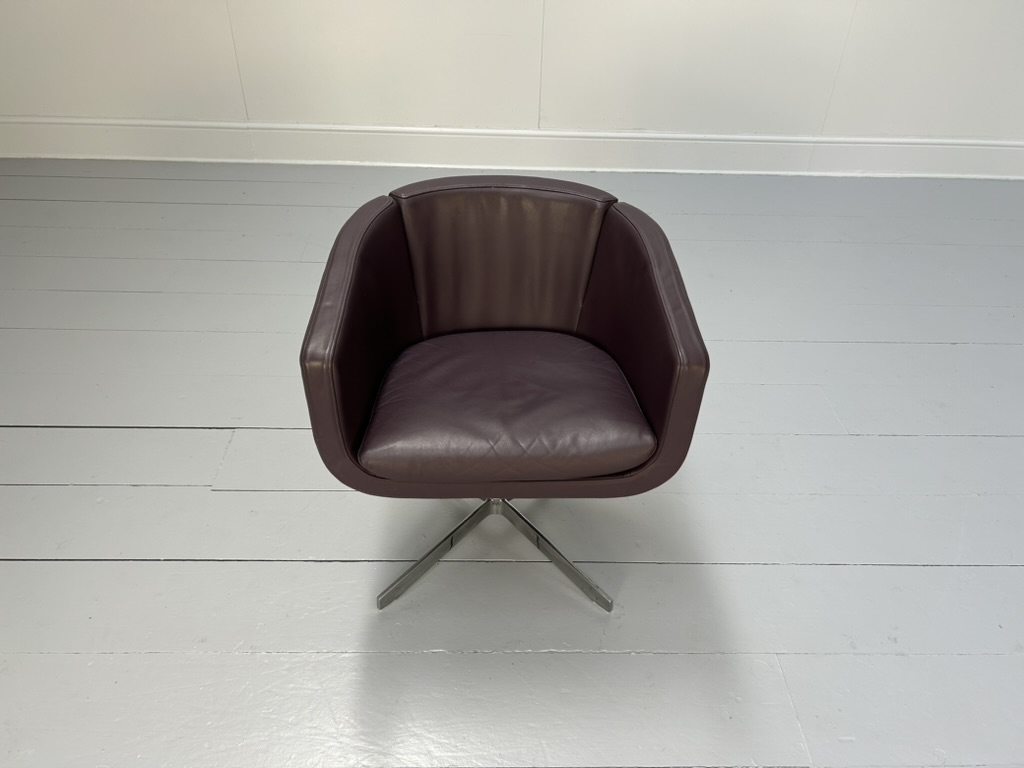 B&B Italia "Tulip Sixty" Armchair - In Aubergine Purple "Gamma" Leather - Image 6