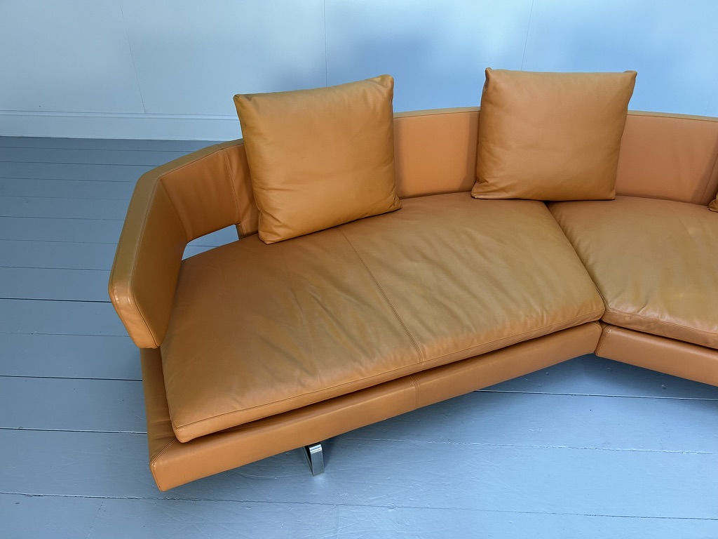 B&B Italia "Arne" 4-Seat Curved Sofa - In Orange "Gamma" Leather - Image 9
