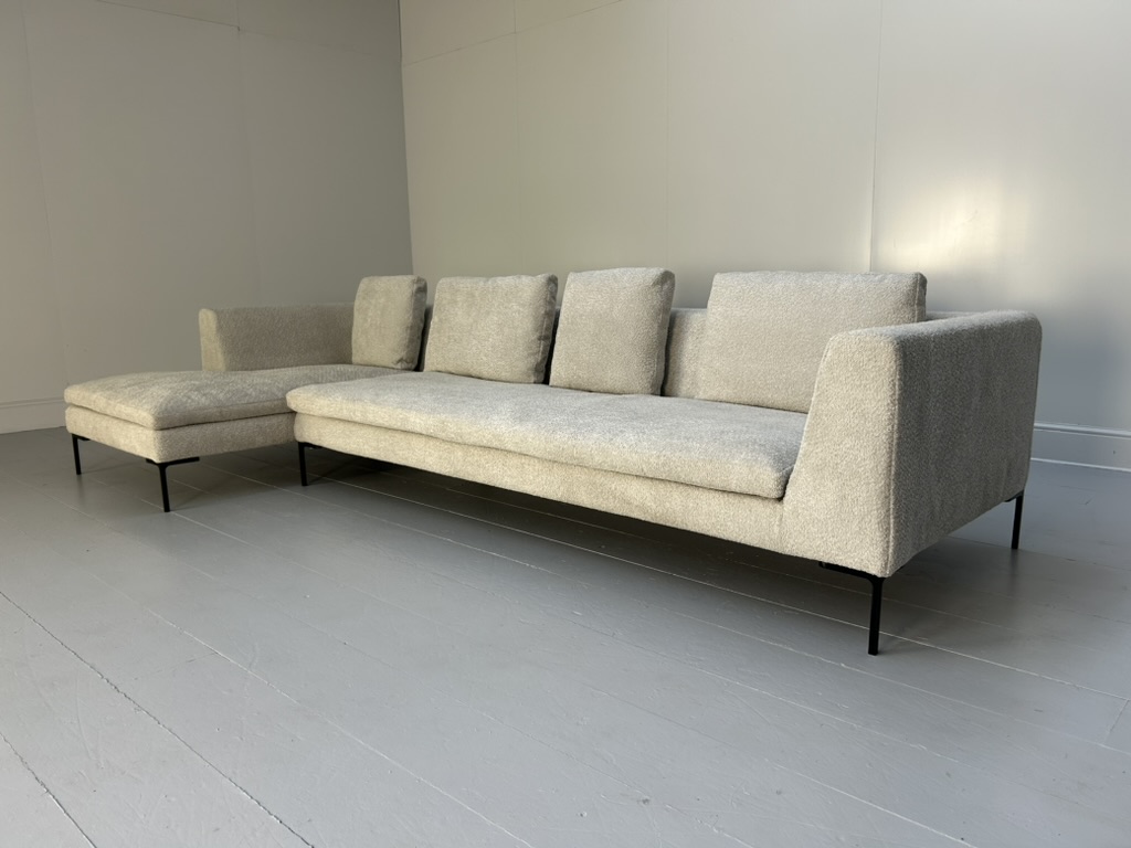 B&B Italia "Charles" L-Shape Sofa - In Pale Grey Boucle - Image 5