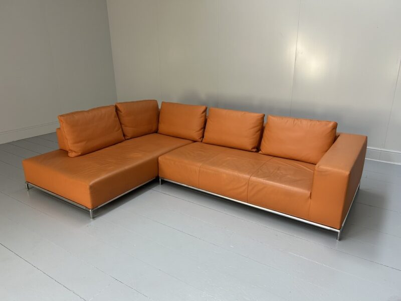 B&B Italia "George" L-Shape Sofa - In Orange "Gamma" Leather