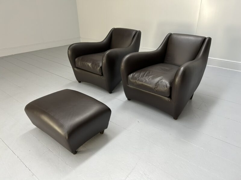 Pair of SCP Matthew Hilton "Balzac" Armchairs & Ottoman - In Nubuck Leather