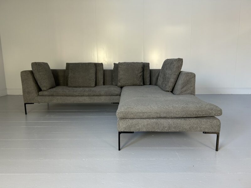 B&B Italia "Charles" L-Shape Sofa - In Grey Boucle